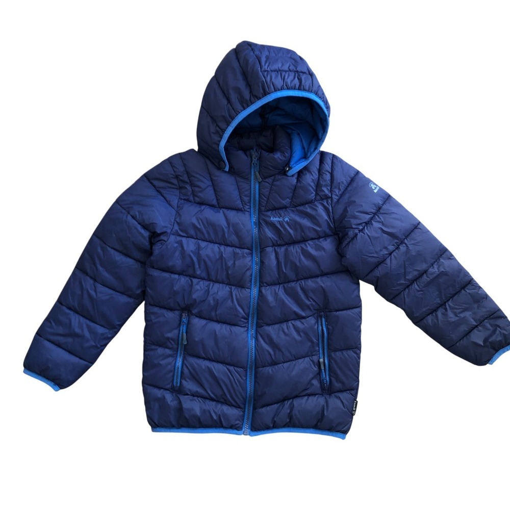 Kamik Kids Navy Hooded Waterproof Quilted‎ Puffer Unisex Jacket Sz 10